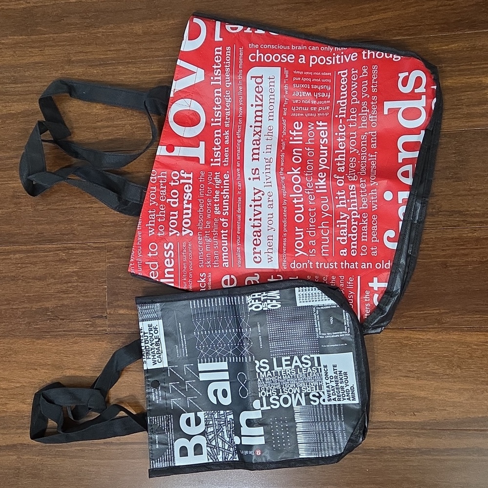 2 LULULEMON REUSUABLE TOTE SHOPPING BAGS
